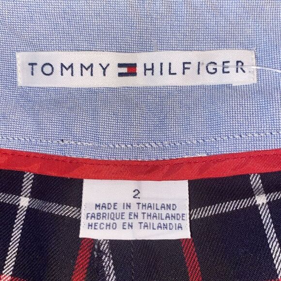 Tommy Hilfiger Wm’s Sz 2 Black Red White Windowpane Plaid Straight Leg Pants - Picture 5 of 6
